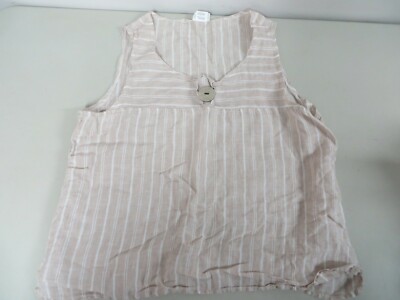 Habitat Linen Pre-shrunk Beige Stripe Sleeveless Top M