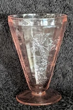 Jeannette Pink "Floral" 4 1/2" 7oz. Juice Tumblers ftd. Production 1932-1935