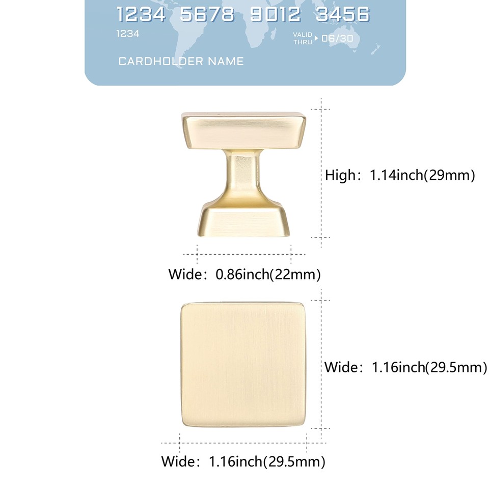 COTYKILEY 10 Pack Brushed Brass Kitchen Knobs Gold Drawer Pulls