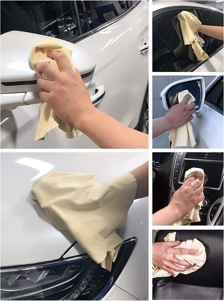 Toalla de limpieza de cuero gamuza natural para coche toalla falsa 60 cm x 90 cm Foto 2 de 4