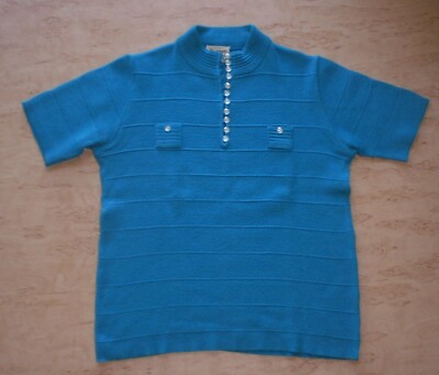   dünner Pullover Shirt   Maschen-Boutique    36 38 S M türkis Knöpfe