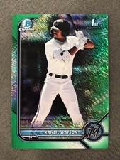 KAHLIL WATSON 2022 Bowman 1st Chrome GREEN SHIMMER REFRACTOR # 69/99 Marlins
