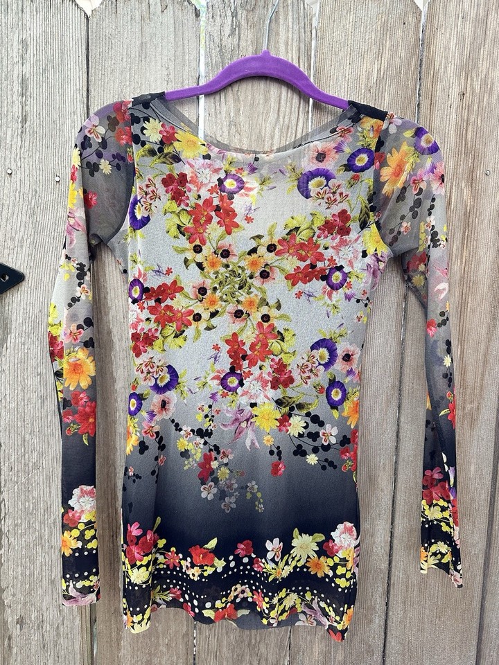 Fuzzi Mesh Top Size Small Jean Paul Gaultier Long Sleeve Y2K Abstract