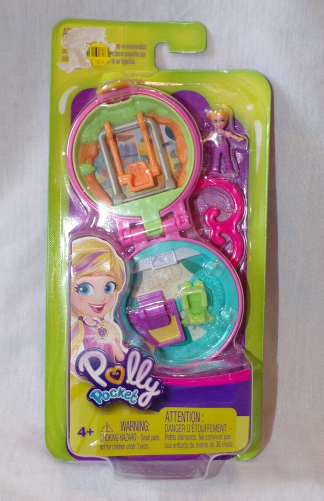2019 Mattel Polly Pocket Mini Playset Compact Playground Toy Frog Swing Slide