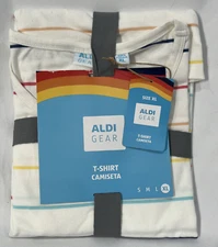 ALDI Gear Women's White Stripe T-Shirt Short Sleeve X-Large (43"-45.5") 2025