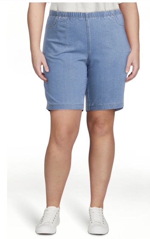 Just My Size Powder Wash Indigo 4 Pocket Pull On Bermuda Shorts Size 2X (18W-20W