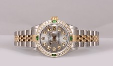 Rolex Lady Datejust 26mm Two-Tone Emerald Diamond Bezel Gray Diamond Dial 3