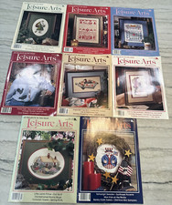 Leisure Arts Magazine Lot of 8 VINTAGE 1992-1993 Cross Stitch Patterns