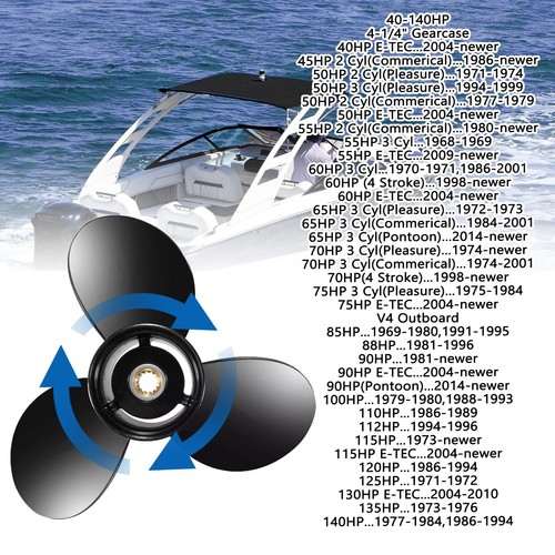 13 3/4 x 15 Outboard Boat Propeller for BRP Johnson Evinrude 40-140HP 13tooth - Foto 7 di 8