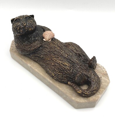 Brower Signed Sea Otter Metal Figurine On Marble Base Numbered 5/5 1992 RARE  