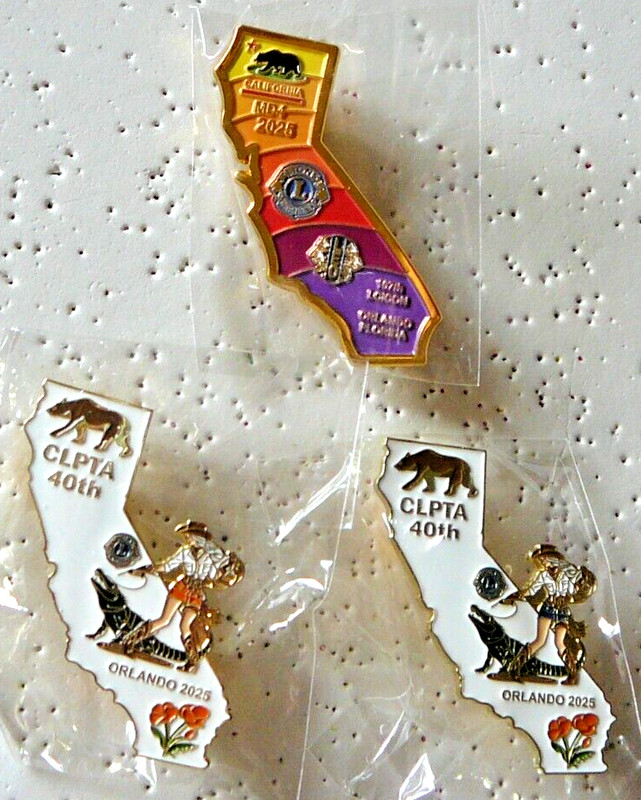 Lions Club Pins - 2025 MD-4 PIN and 2025 CLPTA 40th ANNIVERSARY PINS