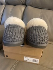 New 100 Authentic UGG Brand Women's Cozy Slippers Soft Knit Shoes, Charcoal