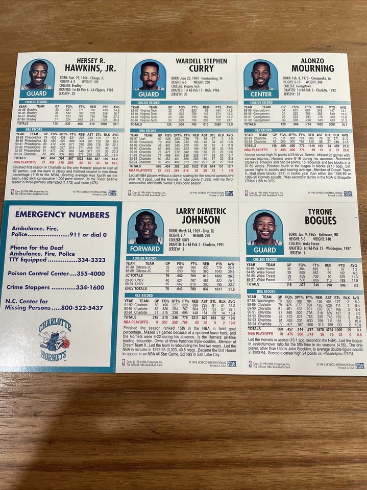 НЕРАЗРЕЗАННЫЙ КОМАНДНЫЙ ЛИСТ ЛАРРИ ДЖОНСОНА АЛОНЗО ТРАУРНЫЕ ГРАГИ ШАРЛОТТА ШЕРШНИ - Изображение 2 из 2