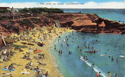 THE COVE, BEACH, LA JOLLA, CA California POSTCARD C