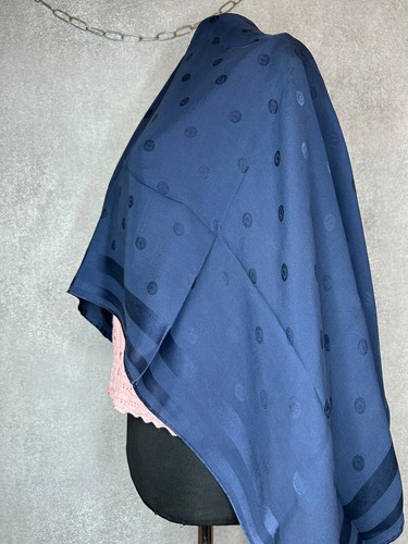 Vintage Christian Dior Silk Scarf Navy Blue Monogram 100% Silk - Imagen 3 de 7
