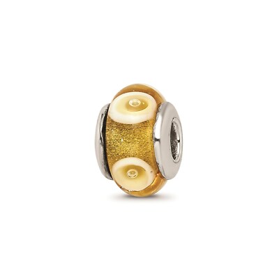 Reflection Beads Sterling Silver Hand-Blown Yellow Shiny Floral Kids Glass Bead
