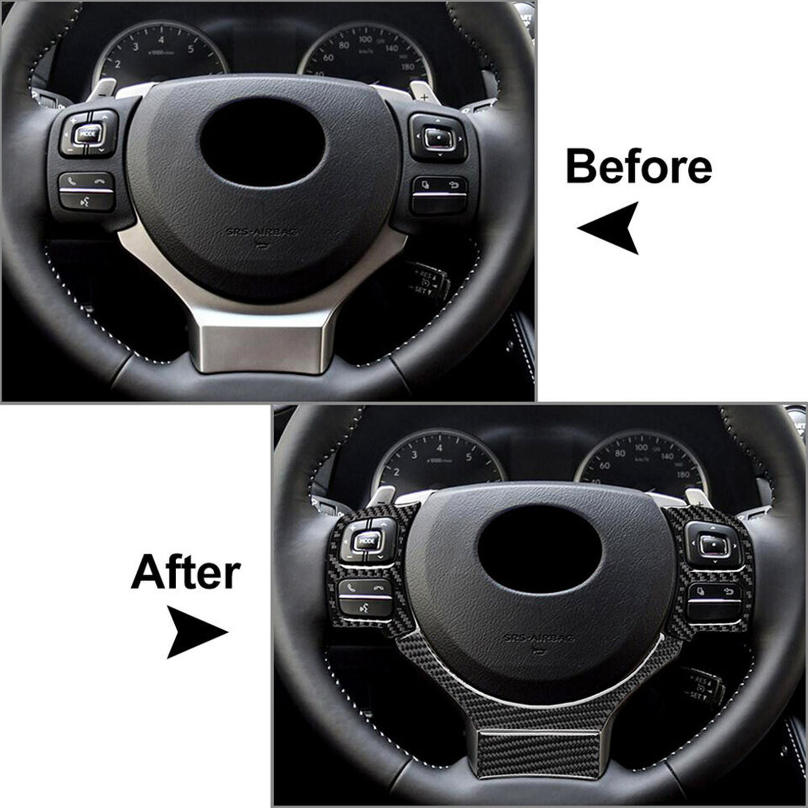 4Pcs/Set Carbon Fiber Steering Wheel Cover Trim For Lexus IS250 NX200