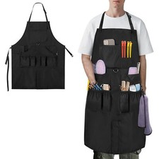 Barber Apron Hair Stylist Apron with Multiple Pockets Adjustable Neck Strap...