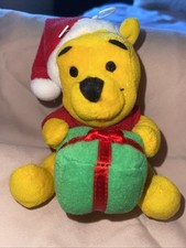 Winnie The Pooh 5" Christmas Stuffed Plush Rattle Santa Hat Present Disney
