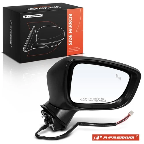 A-Premium Right Black Power Mirror w/ Blind Spot for Mazda 3 2014-2016 3 Sport