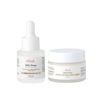 Vilvah Milk Face Combo DeTan Serum 20ml Mud Mask 50g Glow Skin