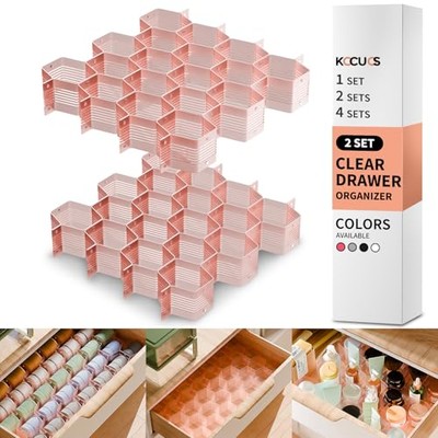 Honeycomb Separator Adjustable Drawer Organizer Divider for Pink(2pcs)
