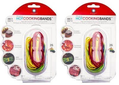 Architec Silicone Cooking Bands 2-Inch, Package 25, Assorted Colors Set OF2