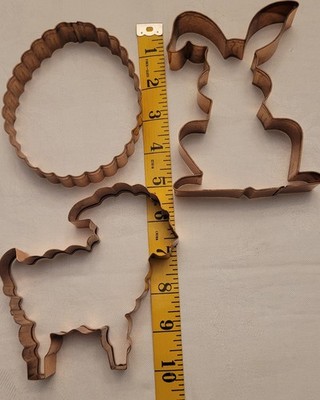 Vintage Copper Bunny, Egg, Lamb, Cookie Cutters