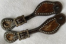 COWBOY DECOR Fancy Silver BARBWIRE Buckle SPUR STRAPS ~ Cowboy Buckaroo Look!!
