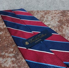 Vtg Brooks Brothers Makers Tie Red Blue Repp Stripe Silk Woven England USA