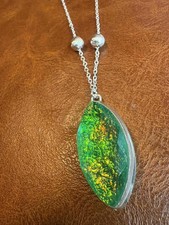 Halskette mit großen 3cm Triole Opal, Silber 925, Handgefertigt.