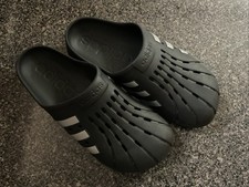 Adidas Adilette Clog Black Silver Sandals Slides Mens 10 Women s 11 FY8970 Used