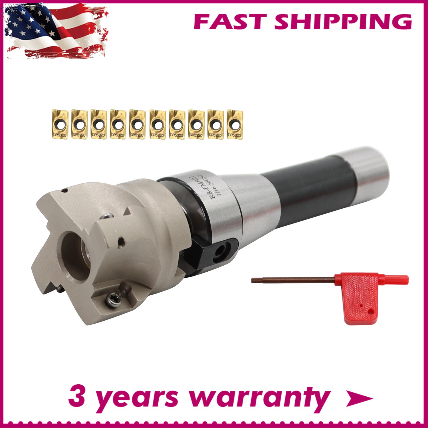 R8 FMB22 Arbor 400R 50mm Shell Cutter Carbide Insert Mill APMT1604