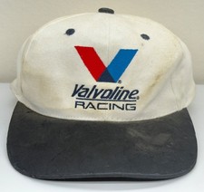 Vintage 1990 s Valvoline Racing NASCAR StrapBack Hat White Cap Race Cars READ