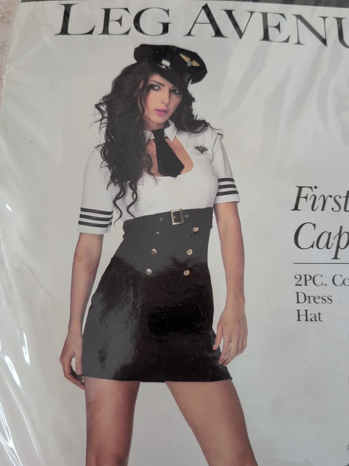 Sexy Disfraz de Capitán Piloto Asistente Halloween Primera Clase Mediano Nuevo Foto 2 de 4