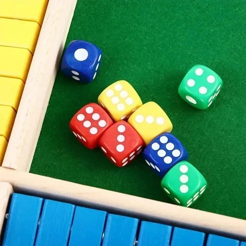 Wooden Dice Board Game Shut The Box for 4 Players Flaps & Dices Game Parent-chi - Image 4 of 4