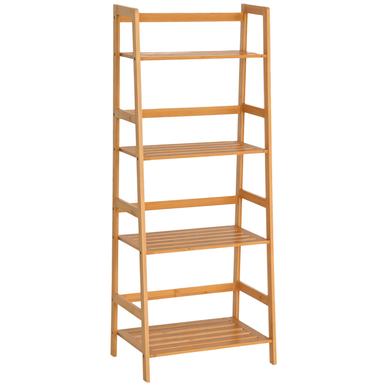 HOMCOM Étagère échelle en bambou 48x31.5x120cm Bois naturel
