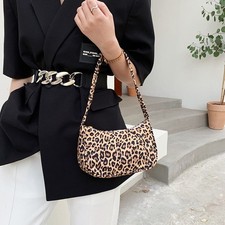 Women Handbag Butterfly Cow Leopard Printed Pattern Underarm Small Shoulder Bags