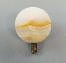 Vintage White Brown Rock Hood Ornament Knob 1 3/4