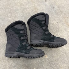 Columbia Boots Womens 7.5 M Ice Maiden II Snow Black Leather Mid Calf YL5206-011