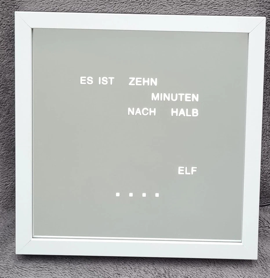 Wortuhr-Uhr mit Wortanzeige- Rahmen weiß - Wörteruhr- Standuhr-Wanduhr-wordclock - Bild 4 von 4