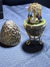 Oeuf surprise Stuart Devlin doré en argent - Scène de chasse aux œufs de Pâques - 176 g