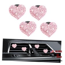 4PCS Bling Car Vent Clips with Rhinestone,Cute Heart Air Vent Clips for Pink