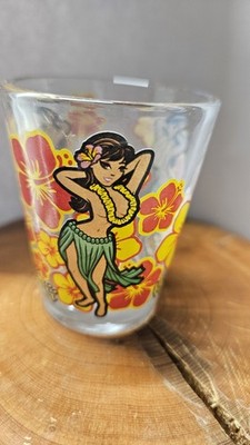 Hula Girl Red Flower Hawaii Novelty Shot Glass