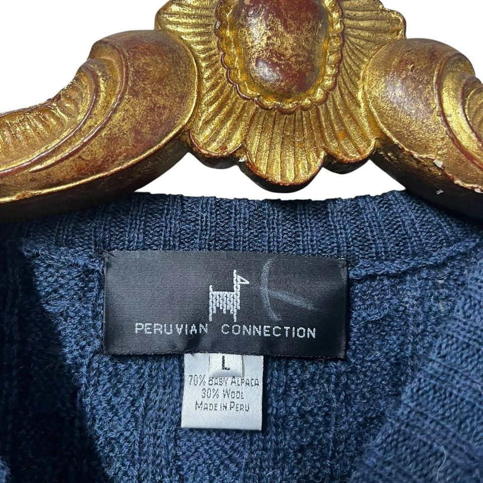 Vintage Peruvian Connection Alpaca Chunky Cable Knit Pullover Sweater Men’s L - Image 3 of 3