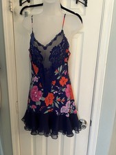 VTG Gold Label Victoria Secret Floral Satin Slip Dress Medium