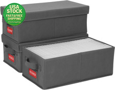 DVD Storage Box Organizer Stackable Holds 75 Dvds 3 Pack Grey