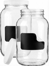 Large 1 Gallon Glass Jars with Lids - Made in the USA - Wide Mouth Bpa-Free Lid,