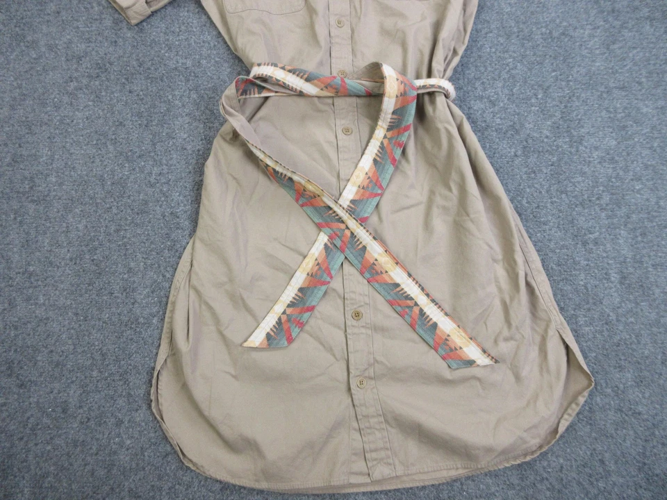 Vestido Polo Ralph Lauren Para Mujer 12 Caqui Azteca Cinturón Camisa Vestido Bolsillos Cortos Foto 2 de 4