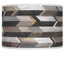 Drum Print Lamp Shade Woodwork Arrows Small 12x12x8.5 Spider Harp and Finial